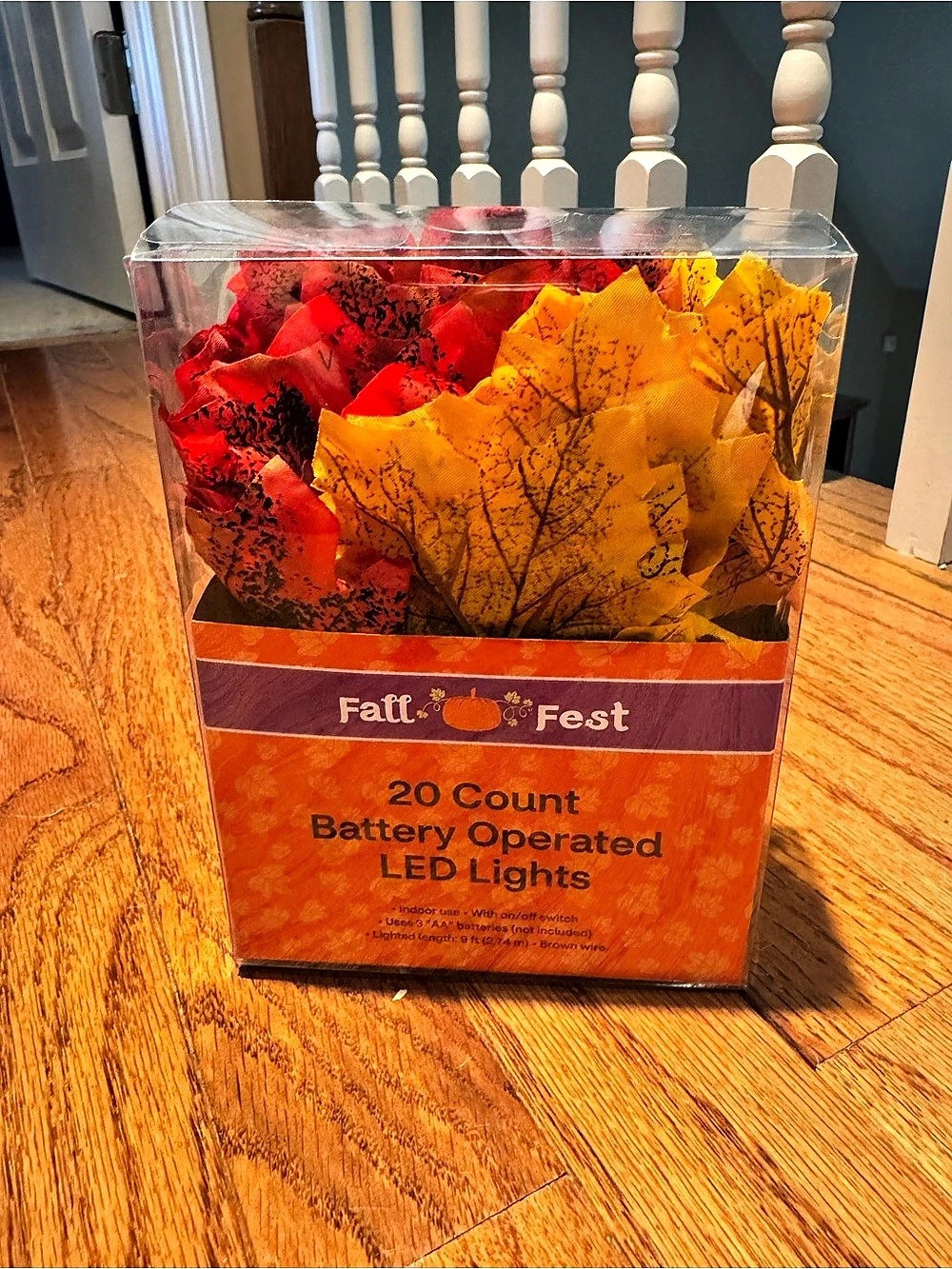 Fall Fest 20 Count Battery Operated LED Lights Floral Orange Red & Yellow NWT